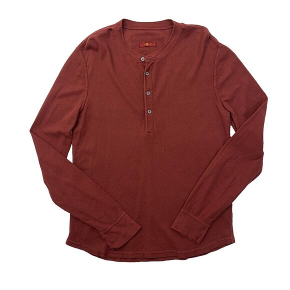 7 For All Mankind Henley Shirt Men S Small Slim Stretch Cotton Long Sleeve *READ - Picture 1 of 11